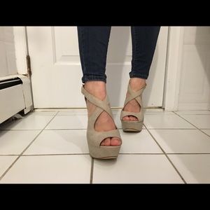 Suede platform heels